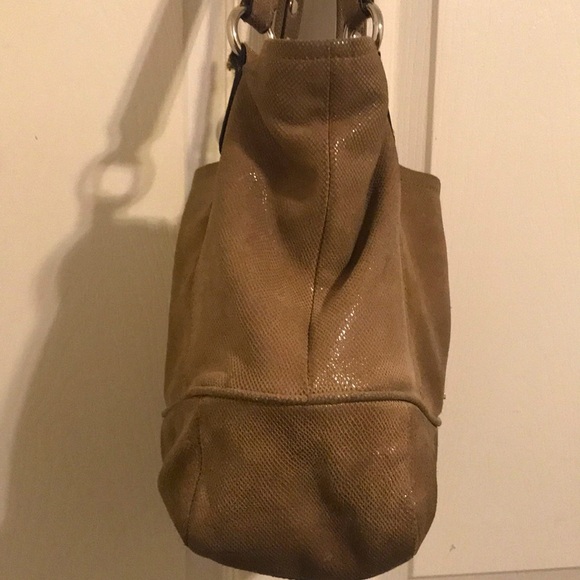 B.MAKOWSKY 3 COMPARTMENT SHOULDER BAG PURSE BROWNISH GREEN GOLDTONE HARDWARE . - Picture 4 of 12